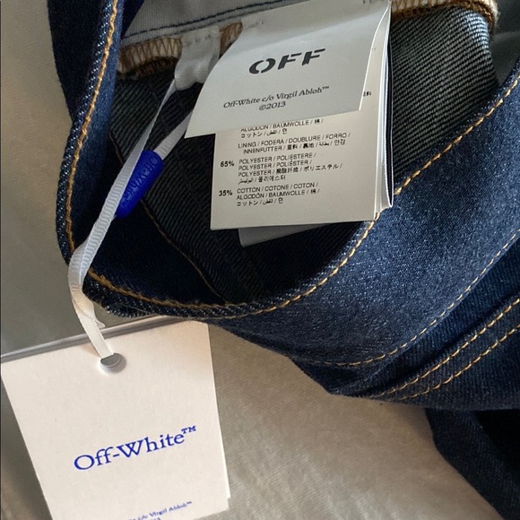 NWT & SOLD OUT Off-White '90s Logo Baggy Denim Jeans in Raw Blue Gold 36W x 36L - Picture 11 of 12